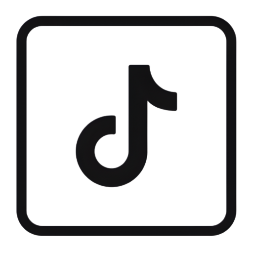 Icono de TikTok en contorno negro dentro de un cuadrado con esquinas redondeadas sobre fondo transparente.